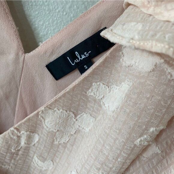 Lulus Blush Pink Jacquard High-Low Wrap Prom Bridesmaid Maxi Dress, Size small - Picture 4 of 9